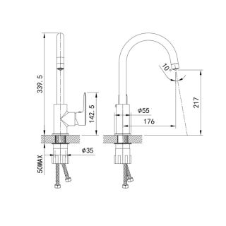 Смеситель для кухни IDDIS Cuba с каналом для фильтрованной воды сатин CUBBNFJi05