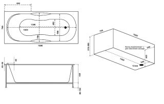 Акриловая ванна Relisan Eco Plus Мега 160x70 Гл000015091 без гидромассажа