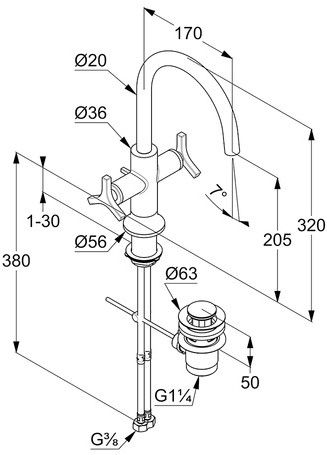 Смеситель для раковины Kludi Nova Fonte Deco хром 201180539