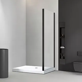 Боковая панель Veconi KP-01B, 900х1850 ,черный, стекло прозрачное