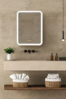 Зеркало-шкаф с подсветкой ArtMax Platino AM-Pla-600-800-1D-L-DS-FC-H-T-Grey 60 см серый матовый