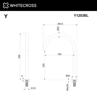 Излив отдельностоящий WHITECROSS Y1203NIB брашированный никель