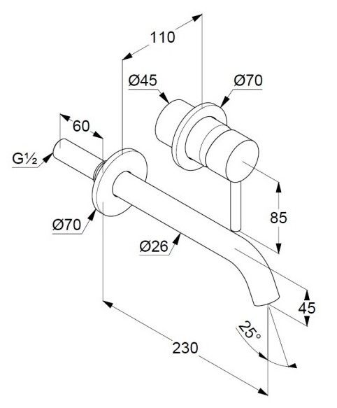 Встраиваемый смеситель для раковины Kludi Bozz чёрный матовый 382453976
