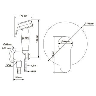 Гигиенический душ Swedbe Platta 5524 со смесителем хром