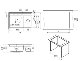 Мойка кухонная Granula Kitchen Space 7302, ЧЁРНЫЙ