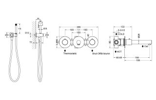 Смеситель встраиваемый для раковины Timo Saona 2383/03SM с гигиеническим душем чёрный