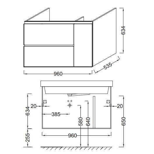 Тумба под раковину Jacob Delafon Soprano EB1334-N08-E10 100 см квебекский дуб/матовый базальт