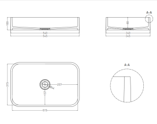 Накладная раковина Salini Callista 01 S-Stone 1101204SMRF 55см RAL полностью