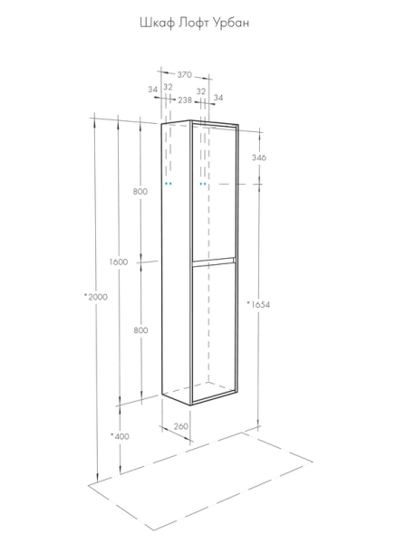 Шкаф-колонна Акватон Лофт Урбан дуб орегон/серый графит 1A248103LQX60