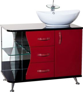 Тумба под раковину Bellezza Рио 90см правая красный/черный 00000001447