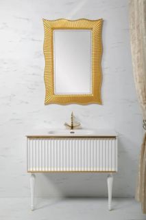 Тумба под раковину Armadi Art Vallessi Avangarde Canale 100см белый/золото 843-100-WG