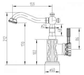 Смеситель для раковины ZORG Antic A 114U-SL