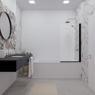 Штора на ванну Triton Соло Щ0000051154 75 см профиль черный стекло прозрачное