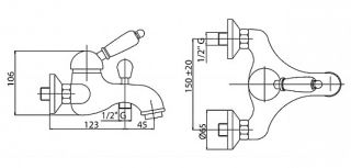 Однорычажный смеситель для ванны и душа, хром Cezares VINTAGE-VM-01-Sw