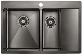 Мойка кухонная Paulmark Union PM537851-GML левая воронёная сталь