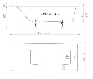Акриловая ванна Triton Джена 170x70 см