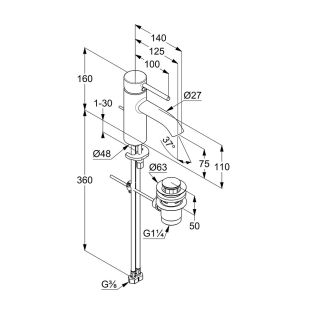 Смеситель для раковины Kludi Bozz 382633976 чёрный матовый