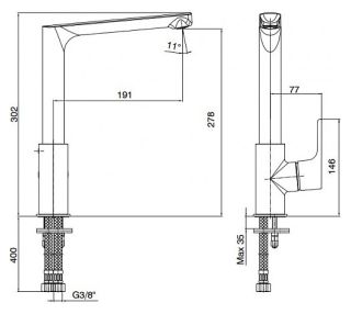 Смеситель для кухни E.C.A. Luna 102118043EX хром