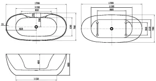 Акриловая ванна Aquanet Family Sweet 287099 170x78 см