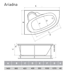 Акриловая ванна Relisan Ariadna 150x100 L Гл000000533 без гидромассажа