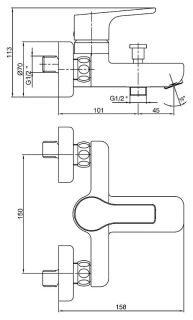 Смеситель для ванны E.C.A. Luna 102102450EX хром