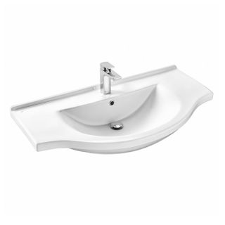 Comforty Тумба-умывальник "Сочи-100" белый глянец с раковиной Эльбрус-100