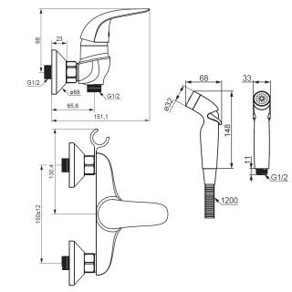 Гигиенический душ Damixa Eclipce 318000000 со смесителем хром
