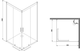 Душевой уголок Parly с поддоном 90x90см чёрный ZEQ911B