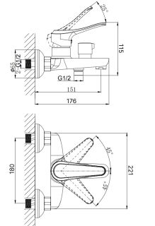 Смеситель для ванны с коротким изливом RUSH Jawa (JA0735-44)