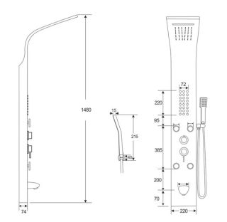 Панель душевая Cerutti SPA Victoria BK CT9981 чёрный
