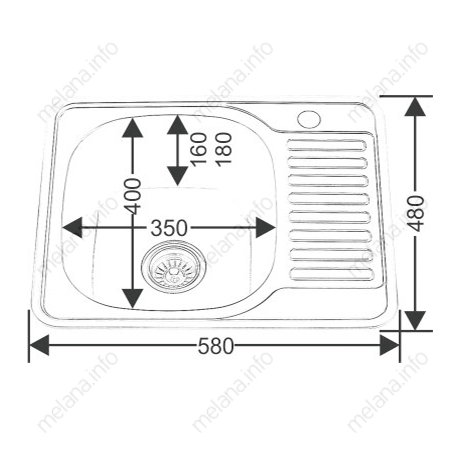 Мойка 5848 U Melana 0,6/160 хром с сифоном (133 t *15)