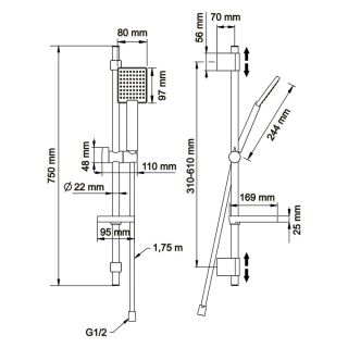 Душевой гарнитур Swedbe Hermes 5113B чёрный