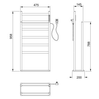 Напольный полотенцесушитель электрический Wonzon & Woghand Essen WW-A407-BG 47x95 см брашированное золото