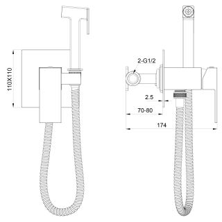 Гигиенический душ со смесителем Wonzon & Woghand Cube WW-88829016-BG брашированное золото