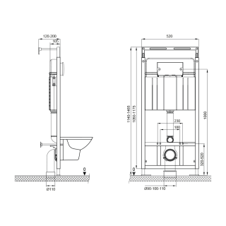 SET Инсталляция Sava Slim Superior + клавиша смыва BETTOSERB SES40006483 золото матовое BRICKS