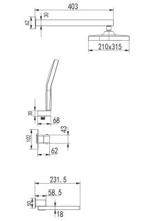 Душевая система Rose R1095T пепельный