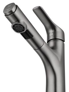 Смеситель для раковины Wonzon & Woghand WW-AE4151-BGG с выдвижным изливом тёмный графит