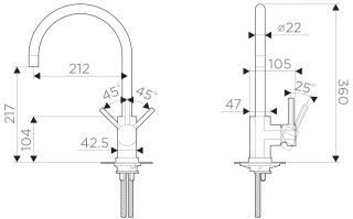 Смеситель для кухни Omoikiri Wakayama-LG