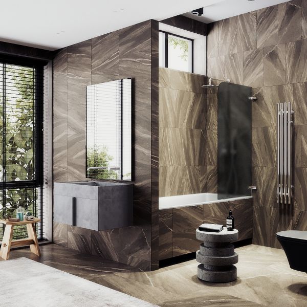 Шторка на ванну MaybahGlass MGV-649-4 40см хром глянцевый