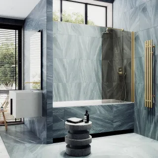 Шторка на ванну MaybahGlass MGV-606-3 50см золото