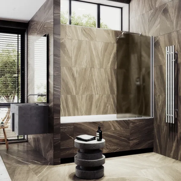 Шторка на ванну MaybahGlass MGV-625-5 80см хром матовый