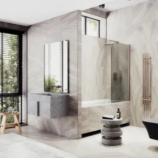 Шторка на ванну MaybahGlass MGV-612-2 60см бронза