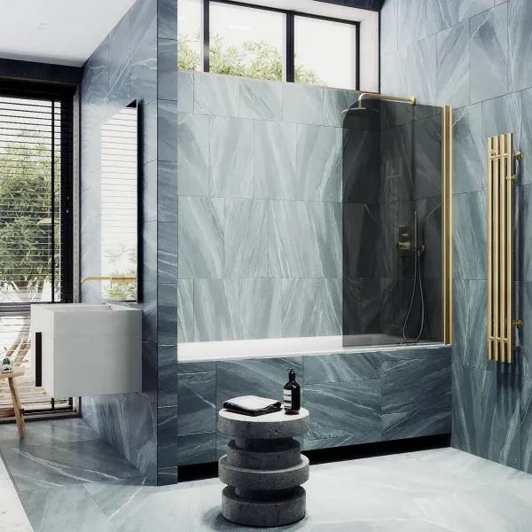 Шторка на ванну MaybahGlass MGV-613-3 60см золото