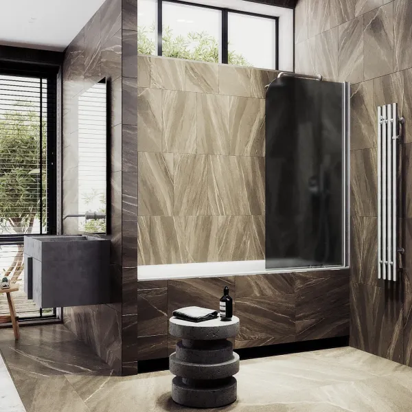 Шторка на ванну MaybahGlass MGV-614-5 60см хром матовый