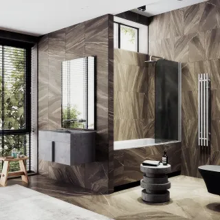 Шторка на ванну MaybahGlass MGV-624-5 80см хром матовый