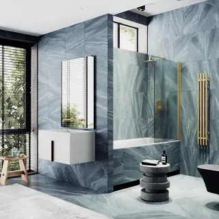 Шторка на ванну MaybahGlass MGV-615-3 60см золото