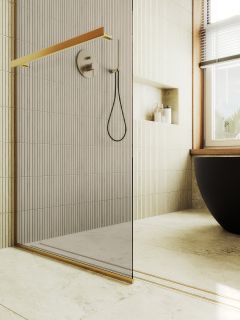 Душевая перегородка MaybahGlass MGD-727-3у 79см золото