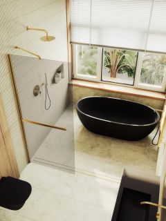 Душевая перегородка MaybahGlass MGD-727-3ш 79см золото