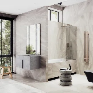 Шторка на ванну MaybahGlass MGV-127-2у 34см бронза