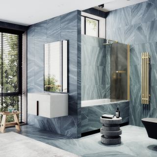 Шторка на ванну MaybahGlass MGV-778-3 60см золото